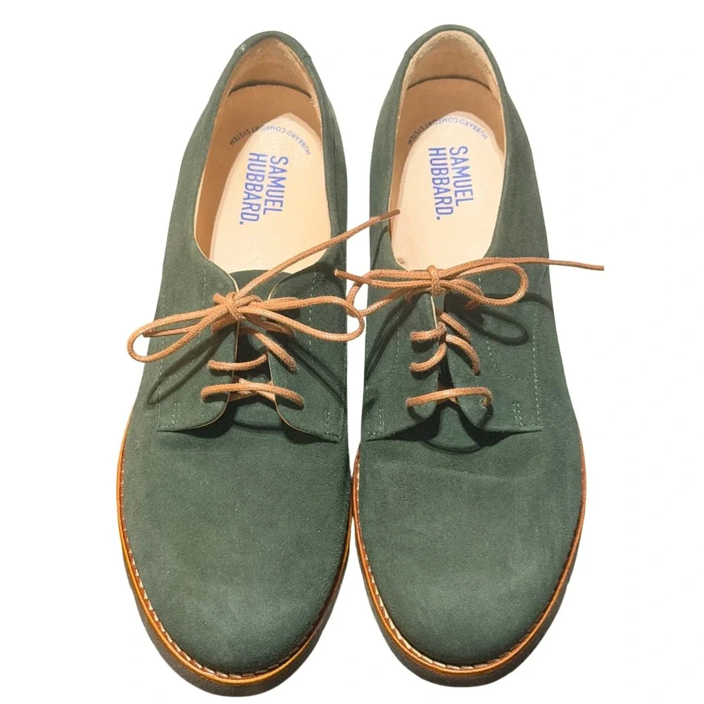 Samuel Hubbard Oxford Shoes Womens 7 Green Suede Hubbard Dreams Minimalist